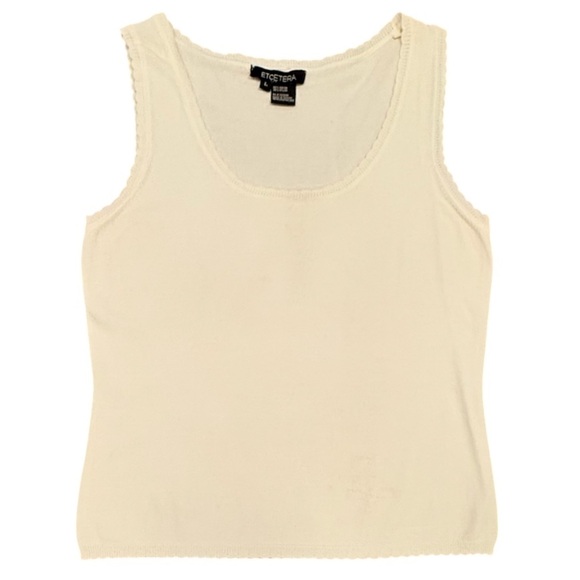 Etcetera by Carlisle Cream Scallop Edge Sweater Tank Top Size Large $148 - Picture 1 of 6